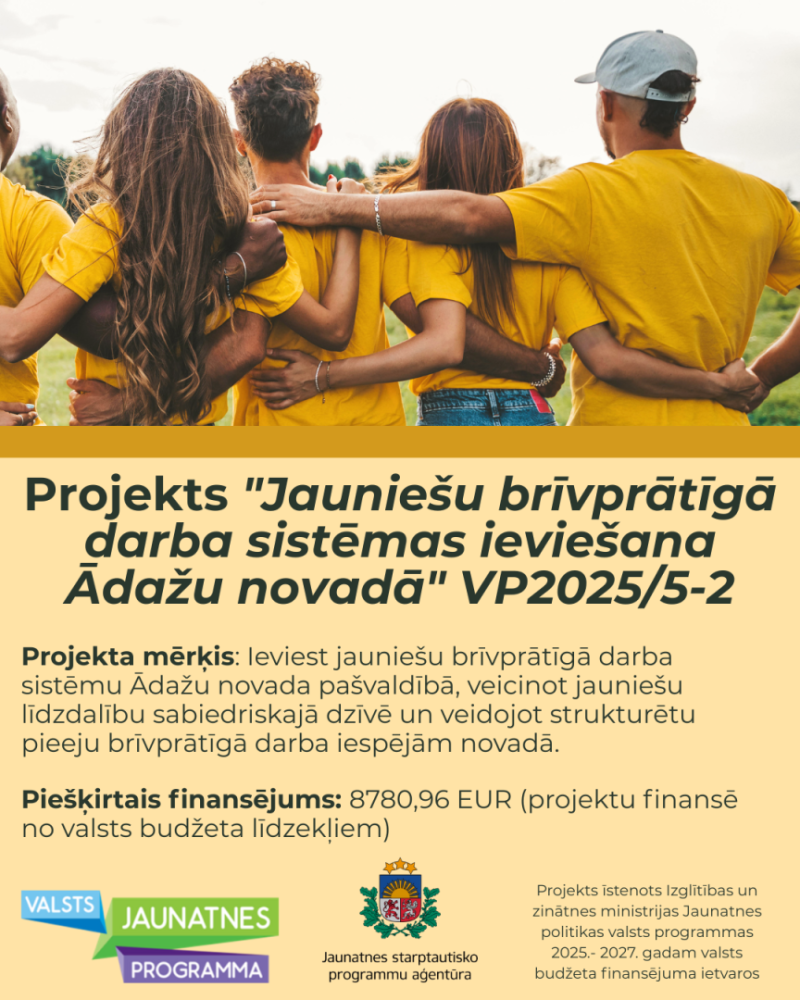 jauniešu brīvprātīgā darba sistēmas ieviešana
