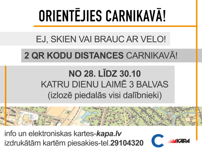 Orientējies Carnikavā un laimē balvas