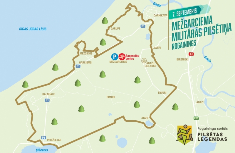 Mežgarciema militārās pilsētiņas rogainings, karte