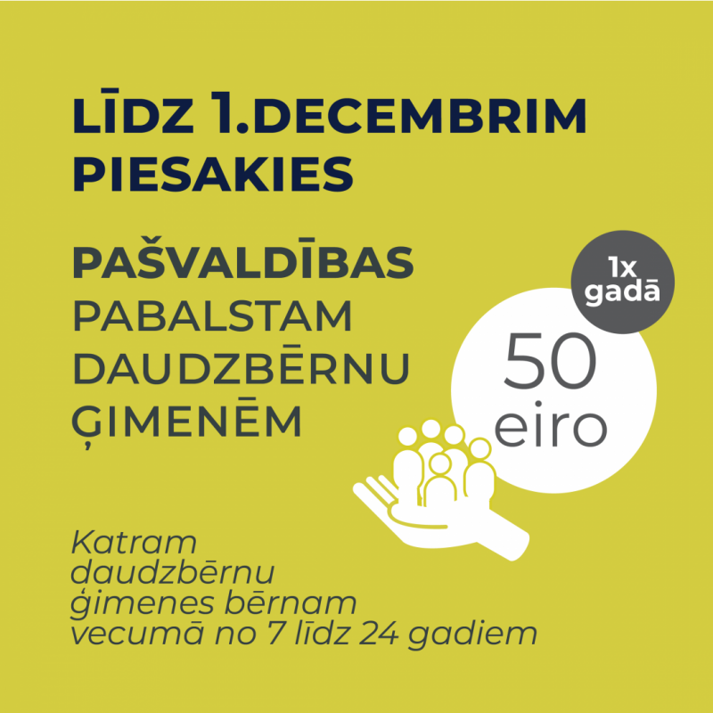 pabalsts, daudzbērnu ģimene, 50 eiro, ikgadējs