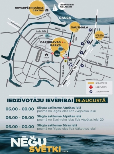 nēģu svētki 2023 - satiksmes ierobežojumi