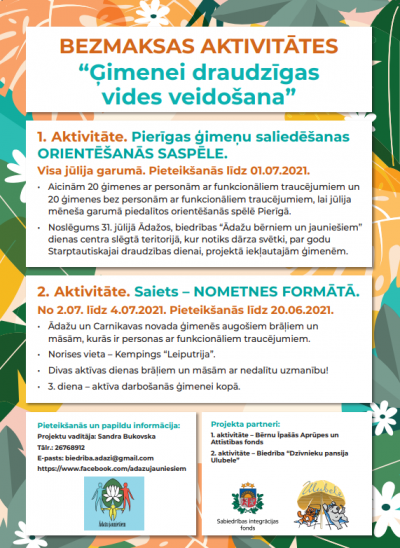 Plakāts par aktivitātiem