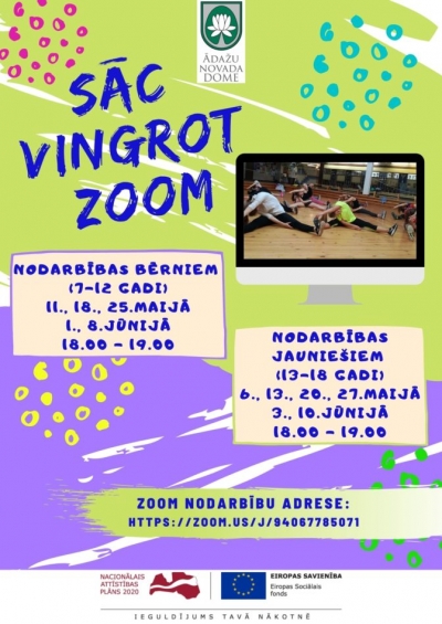 Turpinās bezmaksas tiešsaistes vingrošanas nodarbības bērniem un pusaudžiem! Aicinām pievienoties!