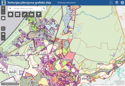 Izveidota Ādažu novadā spēkā esošo teritorijas plānojumu grafiskās daļas interaktīvā karte