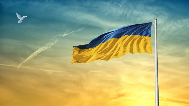 Ukraina, karogs, miera balodis