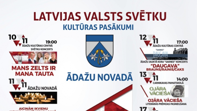 Svinēsim kopā! Valsts svētku kultūras pasākumi Ādažu novadā