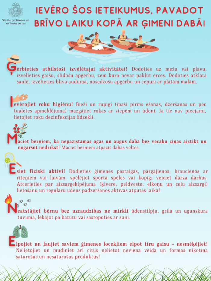 ieteikumi atpūtai brīvā dabā, ģimenes