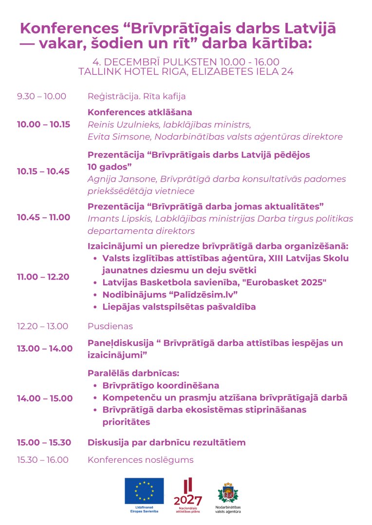 konference - brīvprātīgais darbs - programma
