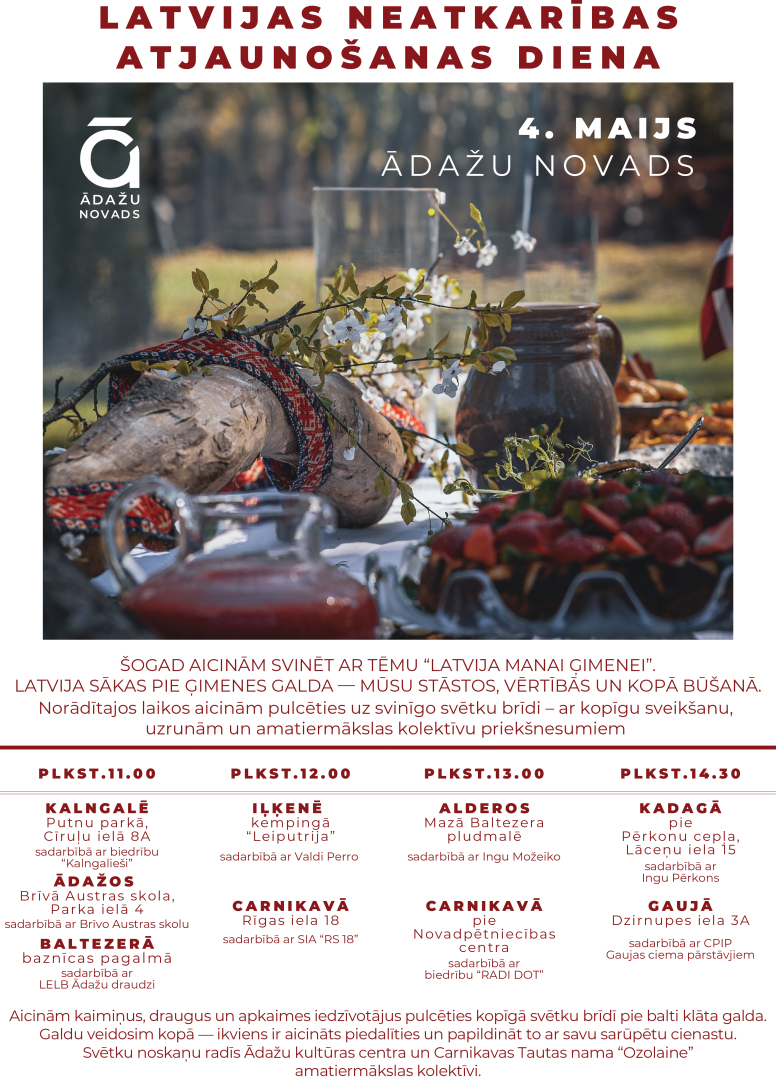 Baltā galdauta svētki 2026, galds ar krūzēm un rotājumiem