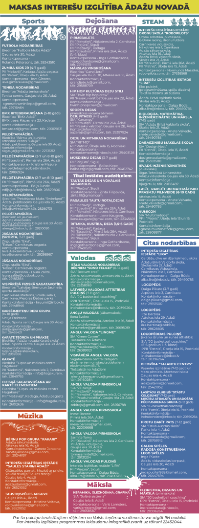 Interešu izglītība, infografika