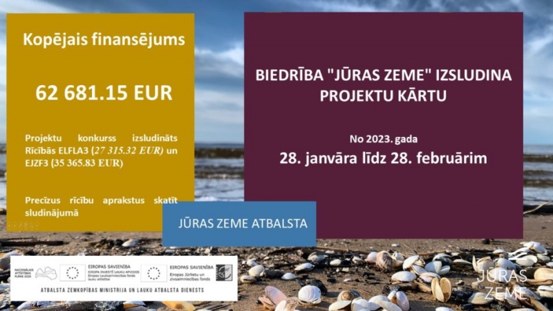 Biedrība “Jūras Zeme” izsludina 14. projektu kārtu projektu īstenošanai Carnikavas pagastā