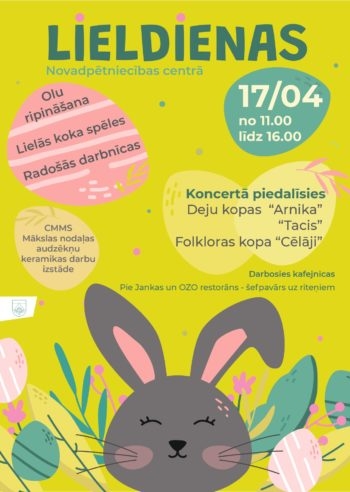 Aicinām 17. aprīlī piedalīties Lieldienu aktivitātēs Ādažos un Carnikavā