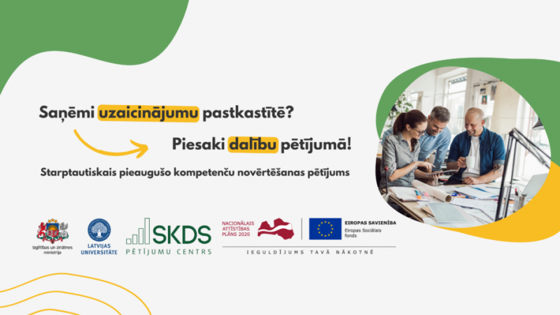 Latvijā pēta pieaugušo prasmes. Aicina piedalīties respondentus, kuri saņēmuši uzaicinājuma vēstuli