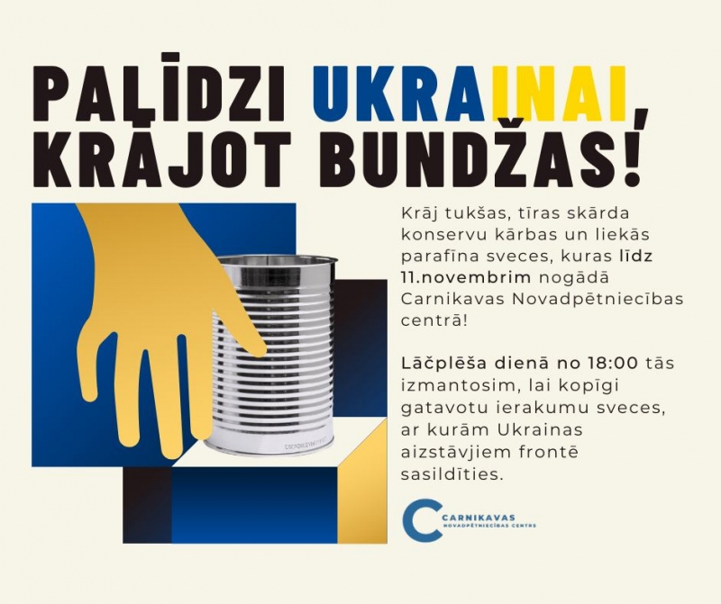 11. novembrī Carnikavas Novadpētniecības centrā notiks sveču darbnīca Ukrainas karavīru atbalstam