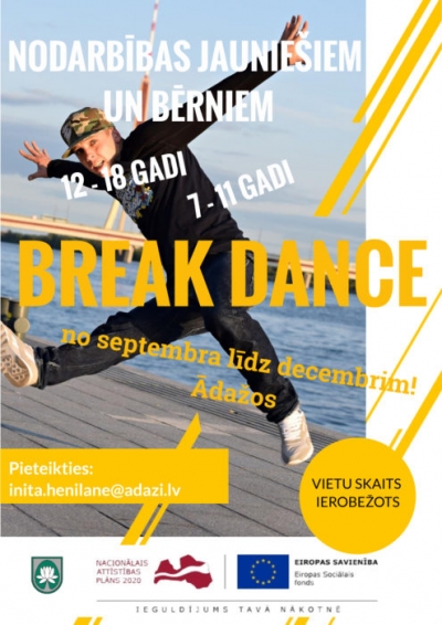 Aicinām pieteikt jauniešus un bērnus breakdance nodarbībām