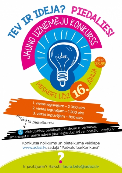 Izsludināts atbalsta konkurss jaunajiem uzņēmējiem!