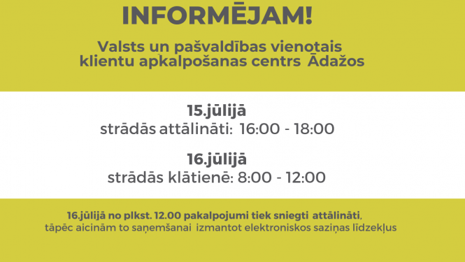 darba laiks VPVKAC Ādažos
