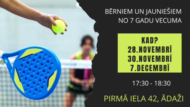 padel teniss, bezmaksas nodarbības