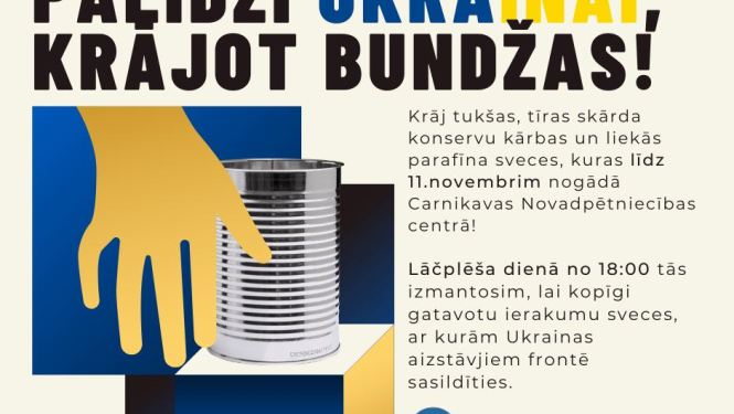 11. novembrī Carnikavas Novadpētniecības centrā notiks sveču darbnīca Ukrainas karavīru atbalstam