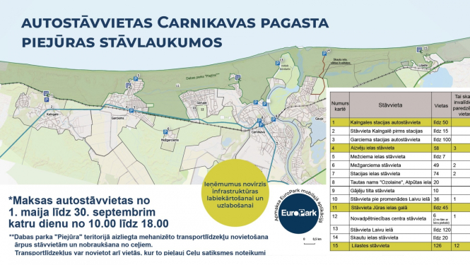 Piejūras autostāvvietas, Carnikavas pagasts