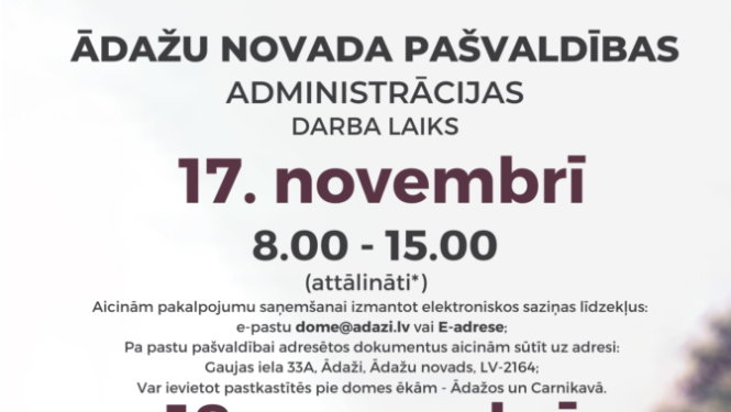 Darba laiks svētkos uz 17.novembrī
