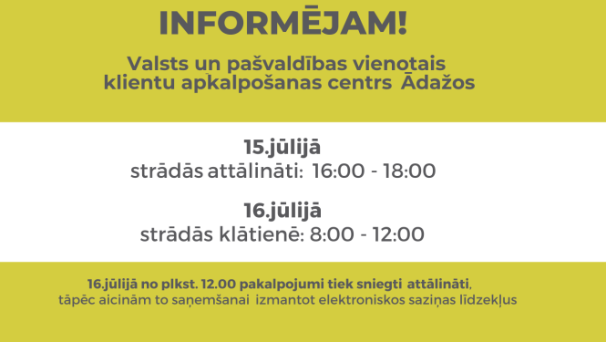 darba laiks VPVKAC Ādažos