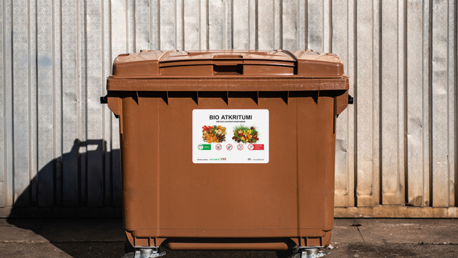 Bio atkritumu konteiners, Foto: Ieva Makare