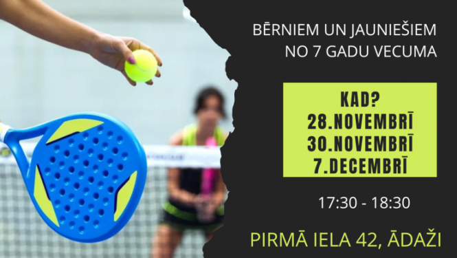 padel teniss, bezmaksas nodarbības