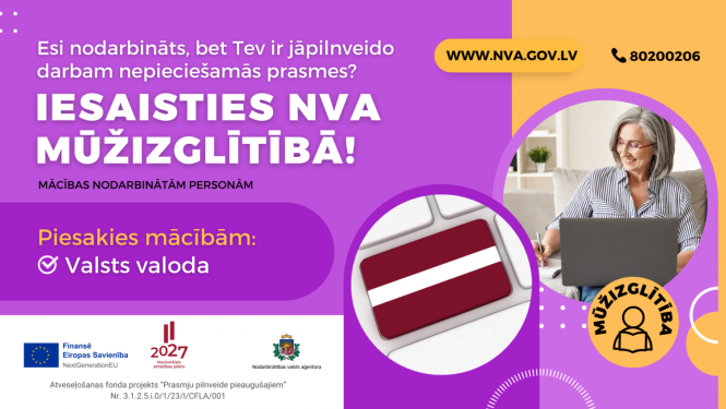 valsts valoda, mūžizglītība, nva