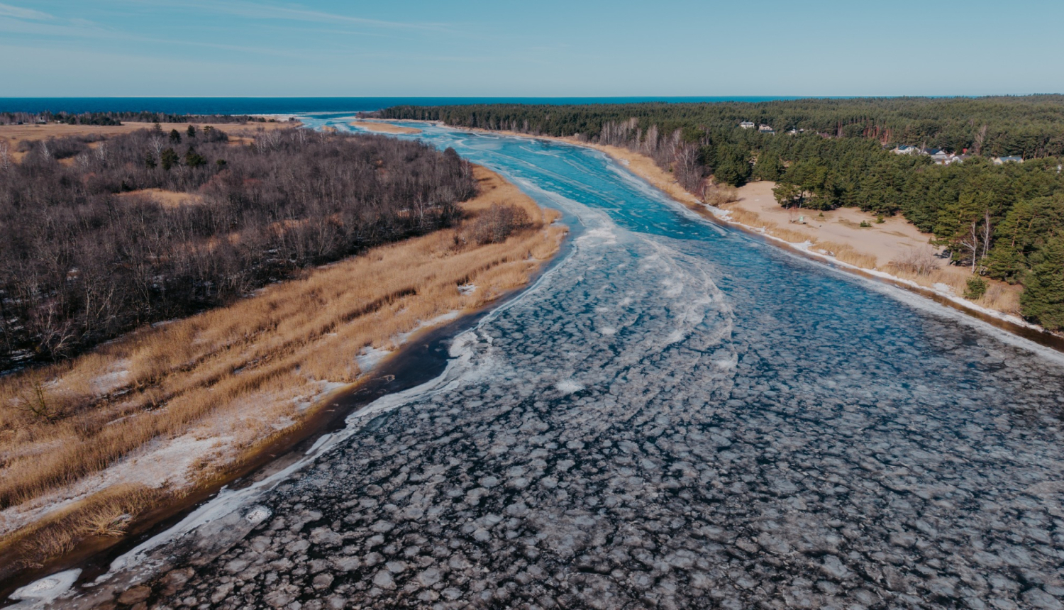 Plūdu draudi - ledus - Gaujas ieteka jūrā