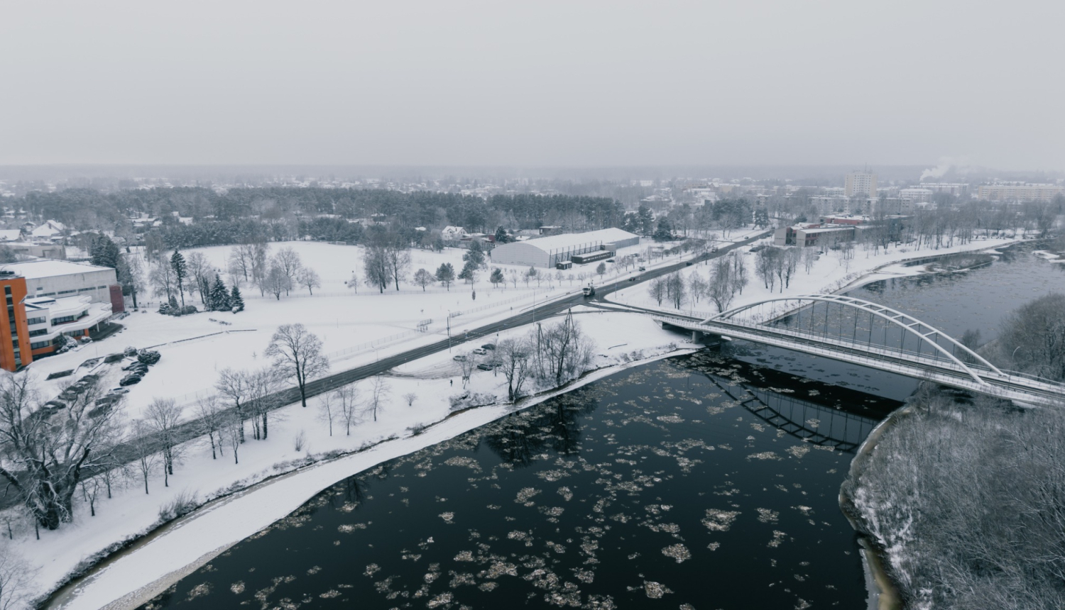 Ziema Ādažos, skola, Kadagas tilts, Gauja