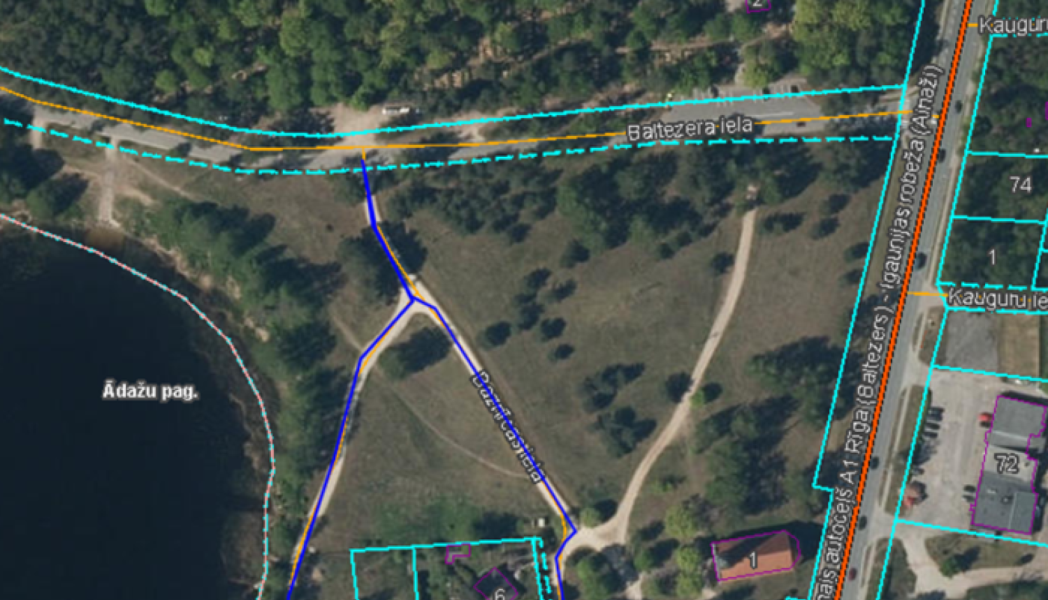 Baznīcas un Piekrastes  ielu izvietojumu shēma