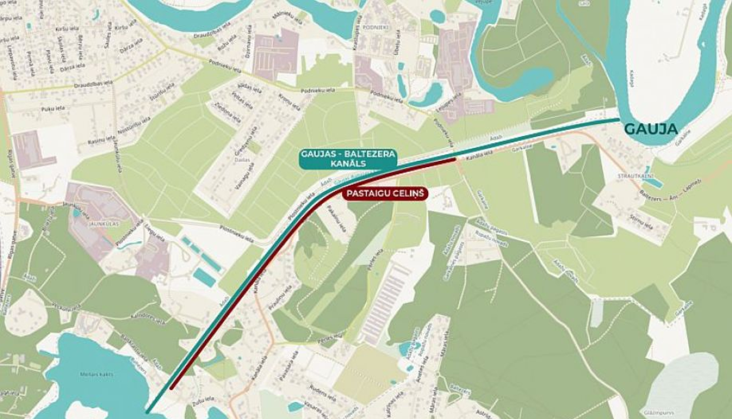 pastaigu celiņš gar Gaujas- Baltezera kanālu