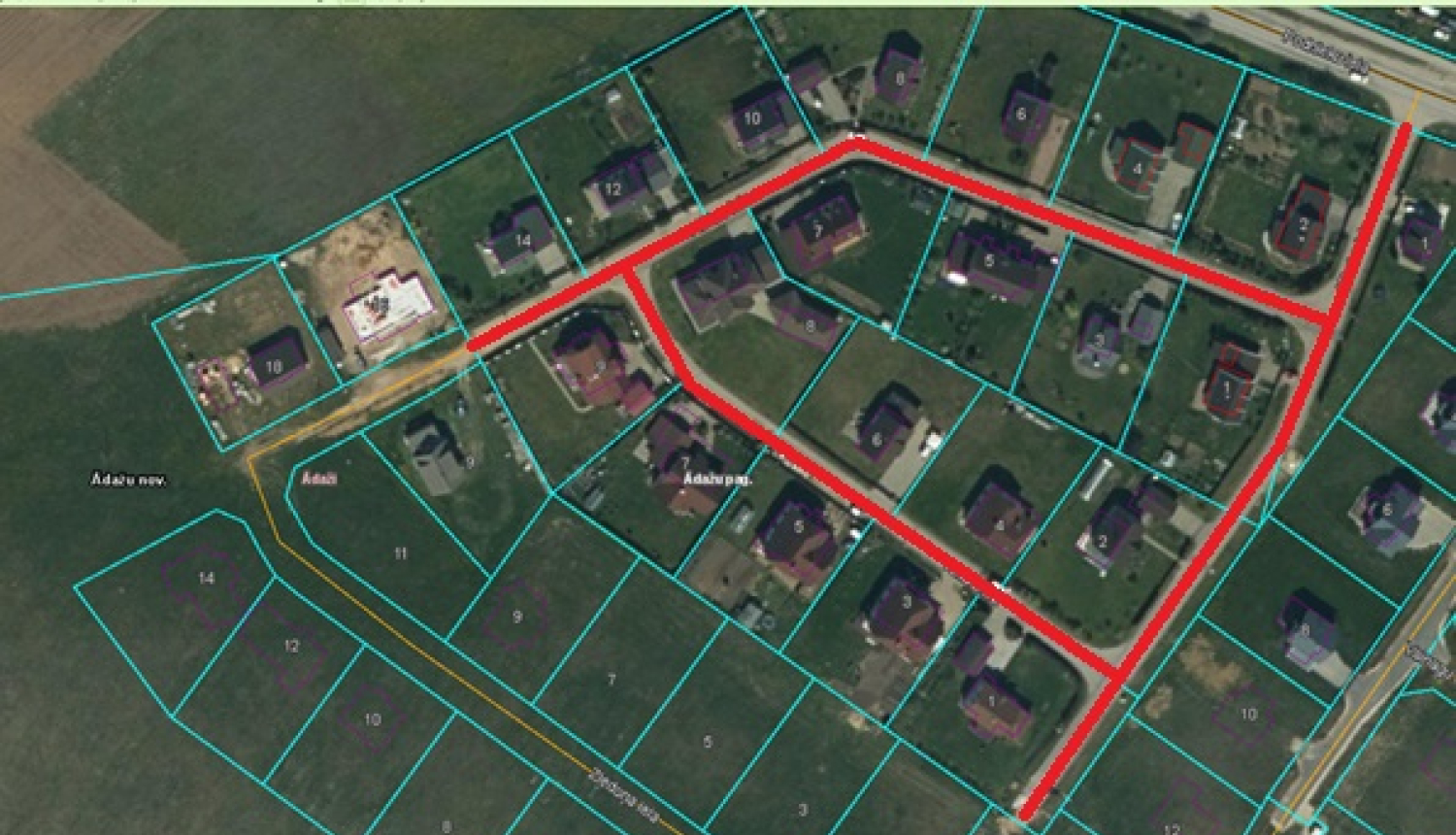 Alīdas, Veltas un Jēkaba  ielu izvietojumu shēma 