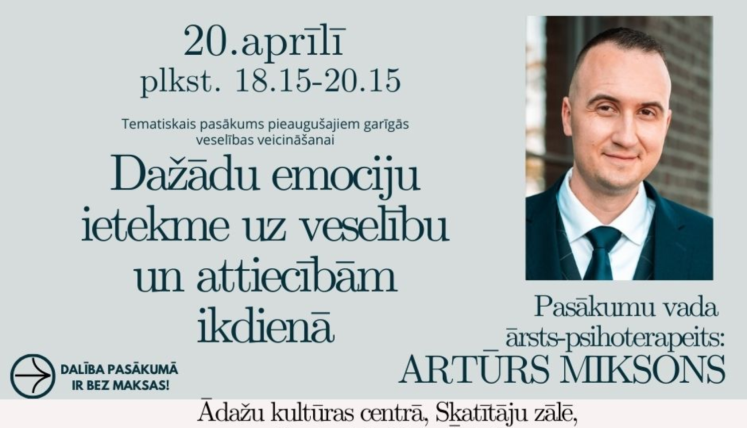 Informatīvs baneris par tematisko vakaru