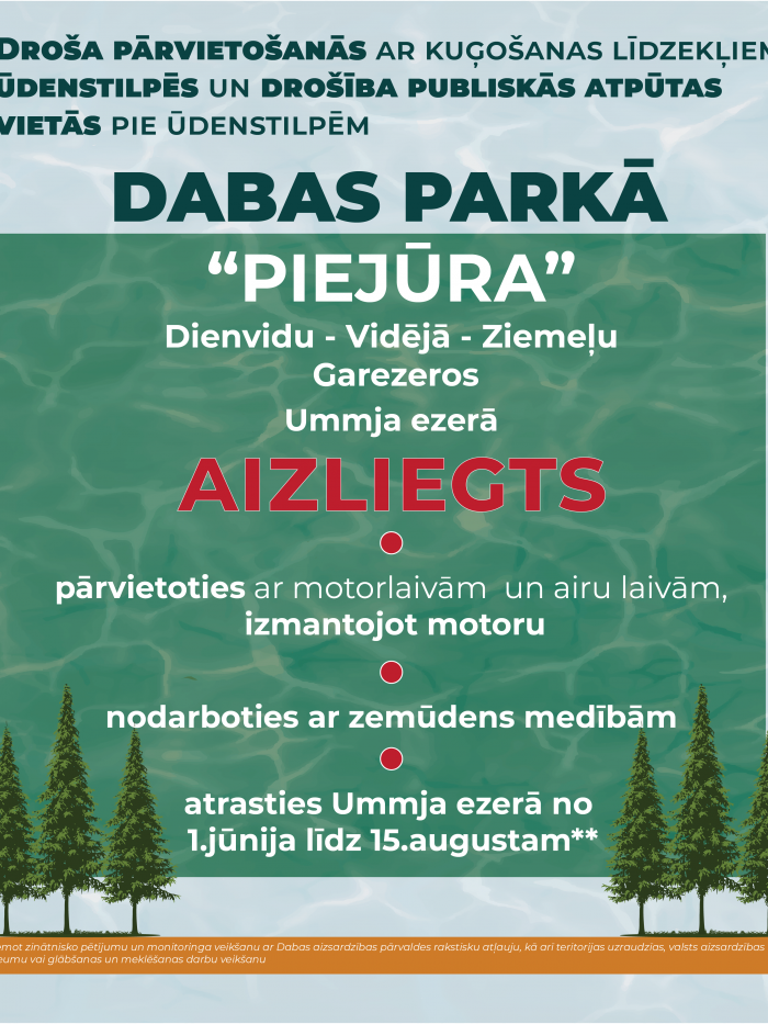 Pārvietošanās ūdenstilpnēs, dabas parkā "Piejūra"