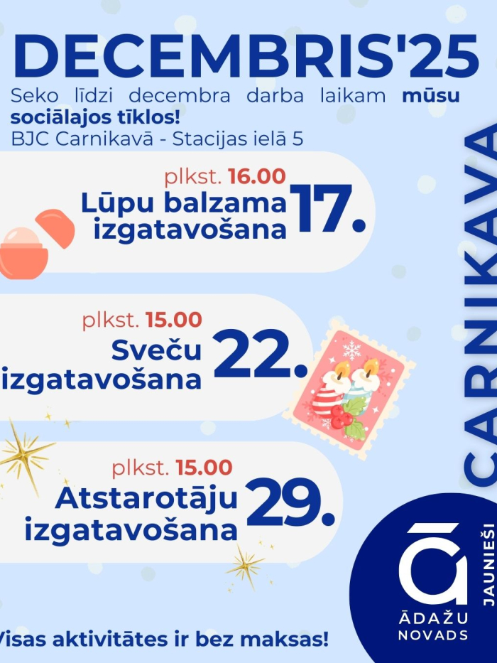 BKC aktivitātes, decembris 2025, Carnikava