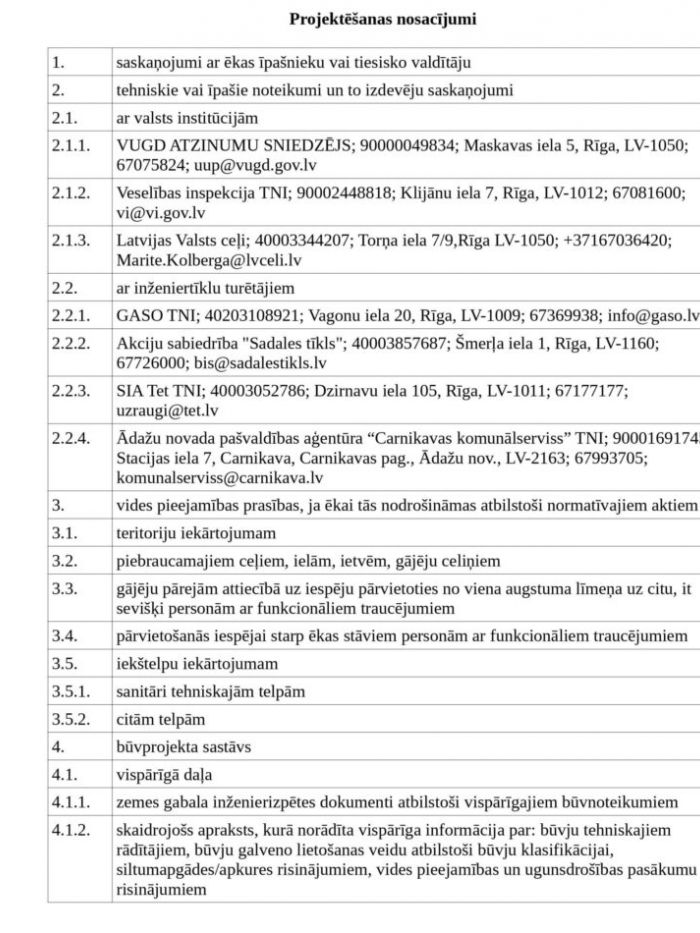 Aicinām iedzīvotājus iepazīties ar objekta projektēšanas nosacījumiem 