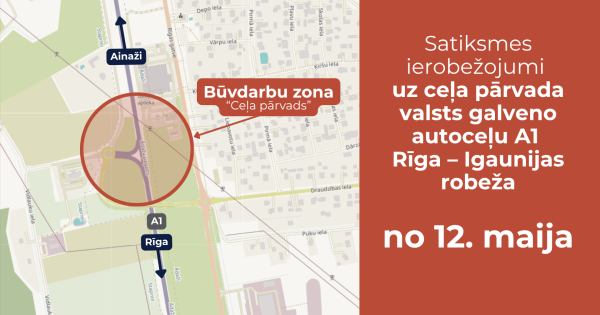 Ādažos ierobežos satiksmi uz A1 pārvada: sākas atjaunošanas darbi