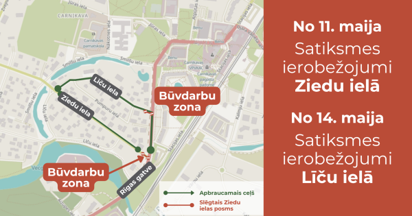 Ierobežojumi Ādažos: slēgs iebrauktuves Ziedu un Līču ielās